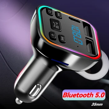 Автомобильный FM-передатчик Быстрое зарядное устройство Музыкальный плеер Аудиоприемник громкой связи TF U Disk Беспроводной Bluetooth-совместимый комплект приемника 5.0