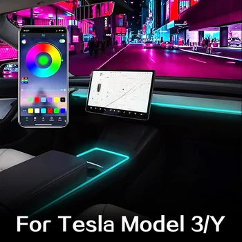 Автомобильный Интерьерный Светодиодный Декоративный Светильник, Проводка Неоновой Ленты Для Tesla Model 3/Y 2021-2023, Гибкий Рассеянный Свет 