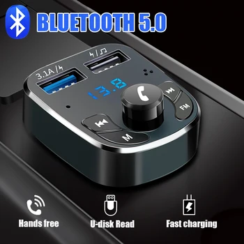 Адаптер зарядного устройства для автомобильного телефона, Автомобильный аудиоплеер Bluetooth 5,0, двойное USB-быстрое зарядное устройство, Автомобильный FM-передатчик Bluetooth, приемник