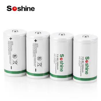 Аккумуляторная Батарея размера Soshine 1.2V 10000 mAh D/R20 NiMH 10000 mAh с Низким Уровнем Саморазряда Перезаряжаемые Батареи Высокой Емкости