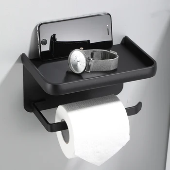 Аксессуары для ремонта ванной комнаты современного дизайна, черная краска для выпечки, однослойный держатель для туалетных бумажных полотенец, перфорированная установка