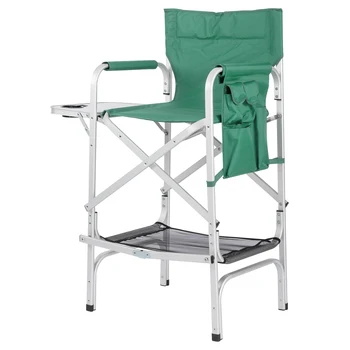 Алюминиевые Высокие Ножки, Профессиональный стул для макияжа, Складная Отделка для кемпинга, Портативные Режиссерские стулья С подстаканником, Зеленый