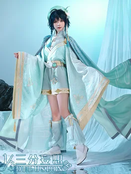 Аниме Игра Genshin Impact Liyue Harbor Venti Античный Красивый униформа Косплей костюм на Хэллоуин для Мужчин Бесплатная доставка 2021