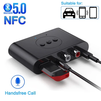 Аудиоприемник Bluetooth 5,0 Беспроводной Аудиоадаптер NFC U-Диск RCA 3,5 мм Разъем AUX Стерео Музыкальный Ресивер Автомобильный Усилитель динамика