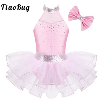 Балетное платье-пачка для девочек, сетчатое балетное трико из тюля, гимнастические танцевальные костюмы, платья для танцев на бретелях, наряд