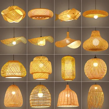 Бамбуковый подвесной светильник в китайском стиле, длина линии 1,5 м, люстры для кафетерия, потолочный светильник для кафе, декор для гостиной, светодиодные светильники