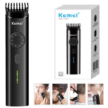 Бесшумный Триммер для волос Kemei, Беспроводная электрическая машинка для стрижки, мужская перезаряжаемая машинка для стрижки волос, 10 настроек длины с прецизионным циферблатом