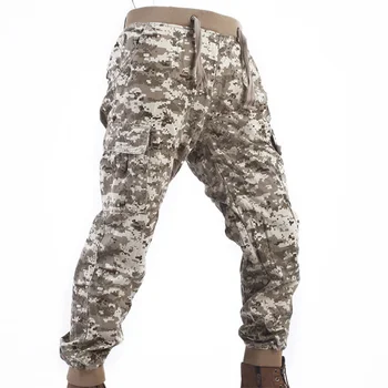 Брюки Мужские хлопковые Камуфляжные Военные тренировочные брюки с несколькими карманами, походные охотничьи брюки-карго, осенне-весенние брюки для бега трусцой