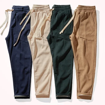 Вельветовые брюки в японско-американском стиле в стиле ретро, осенние мужские свободные вельветовые трендовые повседневные зауженные длинные брюки.