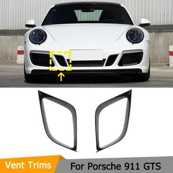 Вентиляционные отверстия в переднем бампере автомобиля, накладки для Porsche 911 GTS 2017, карбоновые передние вентиляционные крышки, накладки