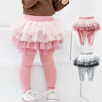 Весенне-осенние Детские леггинсы-кюлоты, пышная юбка принцессы, Детские брюки, детская верхняя одежда, леггинсы
