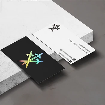 визитки из Плотной Белой Черной бумаги 600g Deplex с Логотипом и Фирменным Сообщением на Заказ с Золотым Серебряным Голографическим Штампом Из фольги