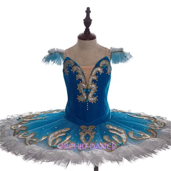 Винтажная профессиональная тонкая работа, подходящий цвет, подходящий размер, Высококачественная одежда для выступлений для девочек, балетная пачка цвета Голубого озера