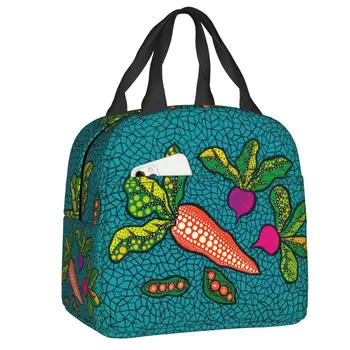 Винтажная сумка для ланча с овощами Yayoi Kusama, абстрактное искусство, Женская Термоизолированная коробка для ланча для студентов, сумка для школьной еды
