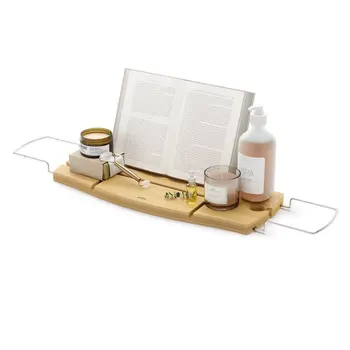 Выдвижная и регулируемая бамбуковая ванночка Caddy Natural