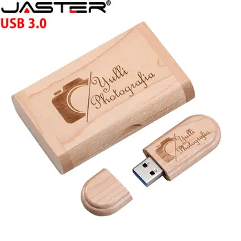 Высокоскоростной USB 3,0 Флэш-Накопитель 128 ГБ Деревянная Коробка Флеш-накопитель 64 ГБ Бесплатный Пользовательский Логотип Memory Stick Креативные Свадебные Подарки Флешка 32 ГБ