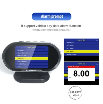 Головной дисплей сканера неисправностей автомобиля KW206, 3,4-дюймовый цветной экран