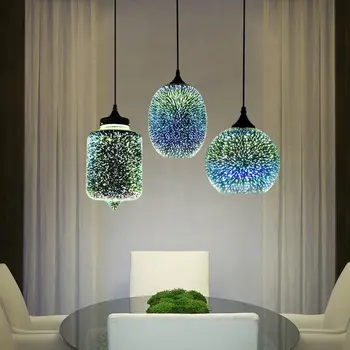 Декоративная люстра из 3D витражного стекла, современная настольная лампа для ресторана, бара, креативное искусство, промышленный ветрозащитный атмосферный ночник