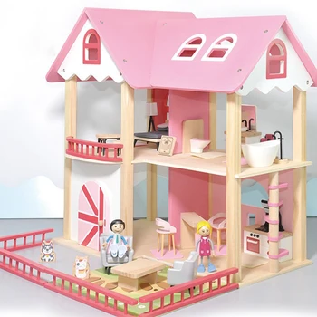 Деревянный кукольный домик Мечты в скандинавском стиле с фигурной мебелью, игрушки, наборы детской мебели, другие развивающие Деревянные Кукольные домики своими руками