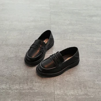 Детские Свадебные Лакированные туфли Кожаные туфли для девочек Кожаные Детские школьные Оксфордские туфли На плоской подошве Модные Резиновые Черные