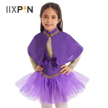 Детский Костюм Шоумена для Косплея на Хэллоуин, наряд для девочек, Расшитое блестками Сетчатое Танцевальное платье-трико с накидкой на рукавах, комплект