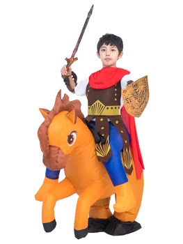 Детский надувной костюм римского воина-гладиатора для верховой езды для мальчиков, Маскарадный костюм для вечеринки в честь Хэллоуина Пурим