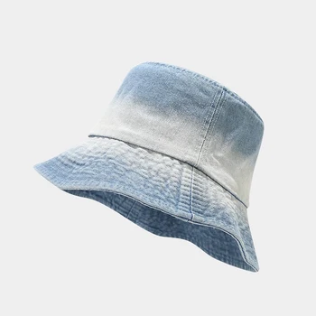 Джинсовый материал, Корейская версия, мужская солнцезащитная Рыбацкая шляпа с плоским верхом, Весенне-осенняя уличная винтажная кепка для бассейна, Женская шляпа