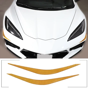 Для 2020-2023 Chevrolet Corvette C8 Z51 Мягкая декоративная наклейка на угол передней губы автомобиля из углеродного волокна, аксессуары для экстерьера автомобиля