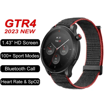 Для Amazfit GTR4 Смарт-Часы Мужские 1,43 дюйма Bluetooth Вызов Частота сердечных Сокращений Кровяное Давление GTR 4 Умные Часы 100 + Спортивных режимов Часы 2023