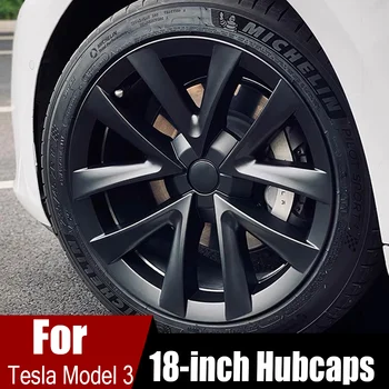 Для Модели Tesla 3 Колесные Чехлы 18-дюймовые Аксессуары 2023 Колпаки для ступиц Колес Колпаки для ступиц С полным покрытием Замена обода 4шт