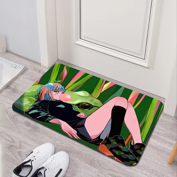 Дополнительный коврик для ванной комнаты с рисунком аниме для девочек, современный стиль, мягкий коврик для спальни, прачечной, нескользящий коврик для входной двери.