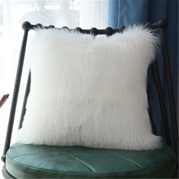 Европейская плюшевая наволочка из искусственной шерсти, шерстяная подушка, прекрасный диван, прикроватная шерстяная подушка