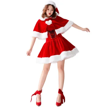 Женское Рождественское Нарядное платье для Вечеринки, Модный костюм Мисс Клаус, Сексуальные Наряды Санта-Клауса, Толстовка с капюшоном, Милые костюмы для Косплея Санта-Клауса