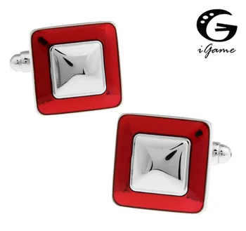 Запонки с эмалью Красного цвета из латуни с Квадратным дизайном по заводской цене iGame в Розницу