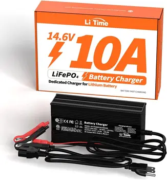 Зарядное устройство LiFePO4 14,6 В 10А, специальное для аккумулятора LiFePO4 12 В, со светодиодным индикатором, 4 встроенными защитными устройствами, поддержка 0