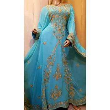 Зеленое платье Lake Water Новая Длинная рубашка Moroccan Dubai Платье Farasha Robe Длинное платье Европейский и американский модный тренд
