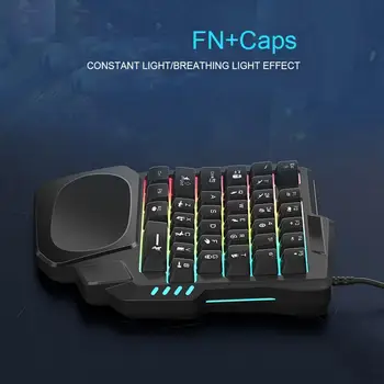 Игровая клавиатура с радужной подсветкой, маленький 35-клавишный контроллер для одной руки, легкая подставка для запястий, игровая клавиатура для видеоигр
