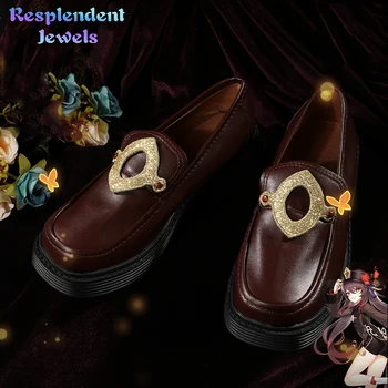 Игровая Обувь Genshin Impact Для Косплея Hu Tao; Универсальная Коричневая Боевая Обувь Унисекс Для Ролевых Игр 36-39 Размера; Карнавальные Костюмы На Хэллоуин