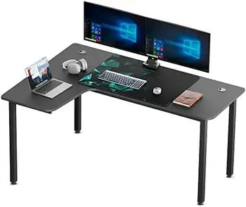 Игровой Стол в форме, 61-Дюймовый Угловой Компьютерный Стол, Современный Офисный Письменный Стол, Домашний Игровой стол с Ковриком для мыши и кабелем