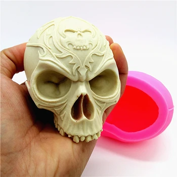 Инновационная 3D кружевная голова черепа силиконовая форма гипсовая форма смола шоколадная свеча форма для конфет Бесплатная доставка