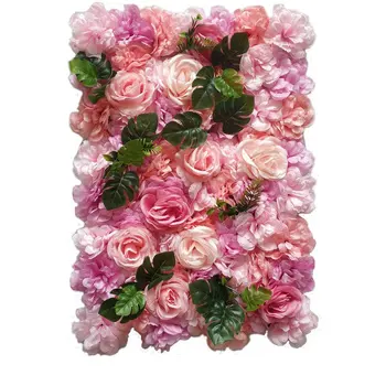 Искусственные цветочные настенные панели размером 16 x 24 дюйма, цветочный настенный коврик, Шелковые розовые цветочные панели для декора стен дома, свадьбы