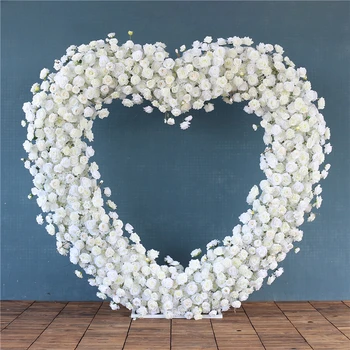 Искусственные цветы в форме 3D Розы в форме сердца, ряд Свадебных украшений, Индивидуальная Романтическая Свадебная Гирлянда для декора арки