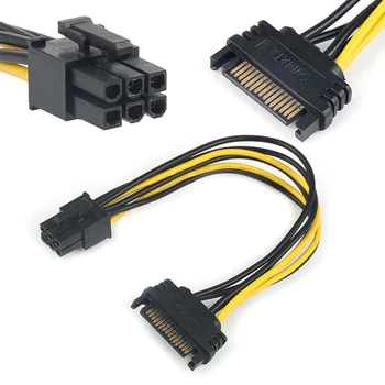 кабель-адаптер 15pin SATA Power к 6pin PCIe PCI-e PCI Express для видеокарты 15-контактный разъем питания SATA, 6-контактный разъем питания PCIe