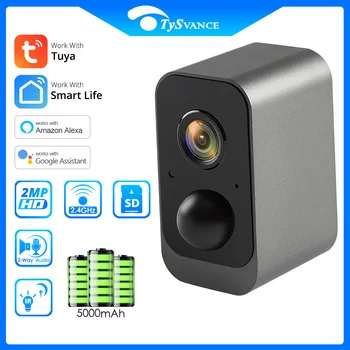 Камера Tuya Smart Battery Водонепроницаемая Внутренняя наружная беспроводная IP-камера видеонаблюдения WiFi 1080P Работает с Alexa Google Home