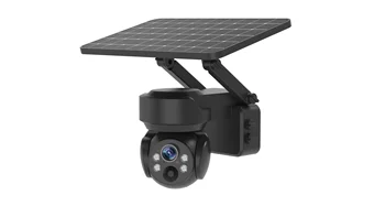 Камера на солнечной батарее 4g, работающая на открытом воздухе, Сотовая связь с поворотом, наклоном на 360 °, Прожектор 5-Мегапиксельного ночного видения, 2-полосная Беспроводная камера безопасности Wifi