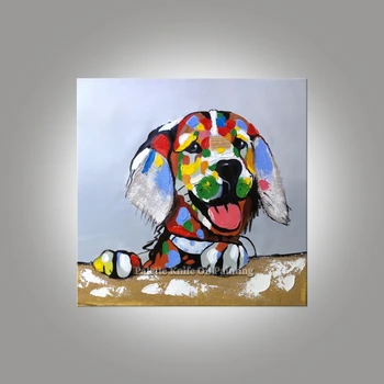 Картина с собакой На холсте Настенные картины Для домашнего декора гостиной Поп-арт собака современная абстрактная ручная роспись животных декор стен04