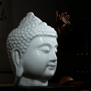 Керамическая статуя головы Будды, домашний декор, буддийская фигурка, скульптура, орнамент, украшение гостиной, офиса, буддизм