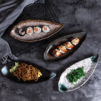 Керамические тарелки специальной формы в японском стиле, западная посуда, бытовые тарелки, суши-рестораны, длинные рыбные тарелки, противни для выпечки