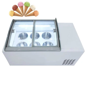 Коммерческая витрина для мороженого, машина для хранения твердого мороженого с морозильной камерой большой емкости, 6 бочек
