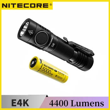Компактный светодиодный EDC-фонарик NITECORE E4K мощностью 4400 Люмен, 8 режимов освещения с аккумулятором NL2150HPR 18650, фонарь для Самообороны Troch